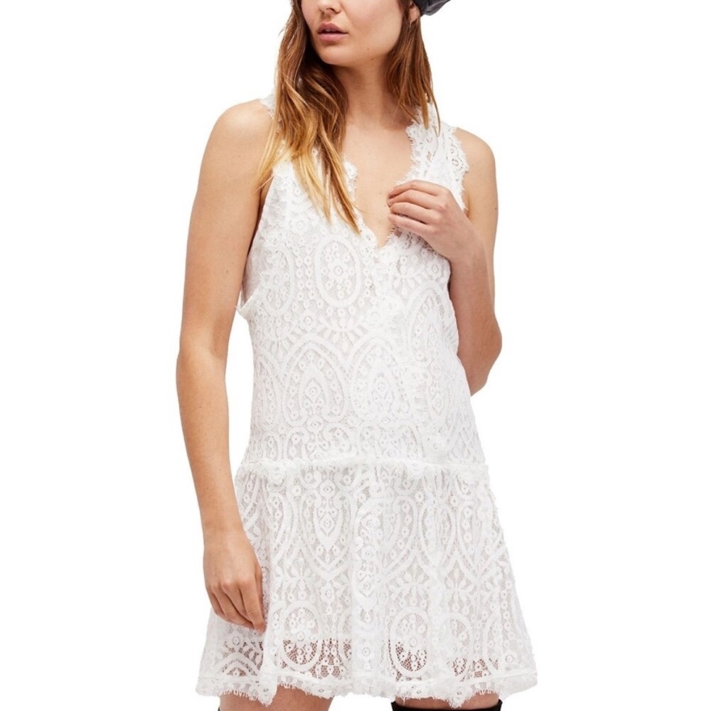Free People White Lace Sleeveless Dress